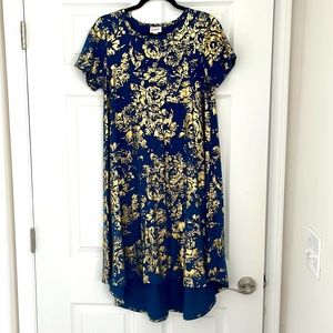 LuLaRoe Elegant Carly Dress with Gold Roses Small